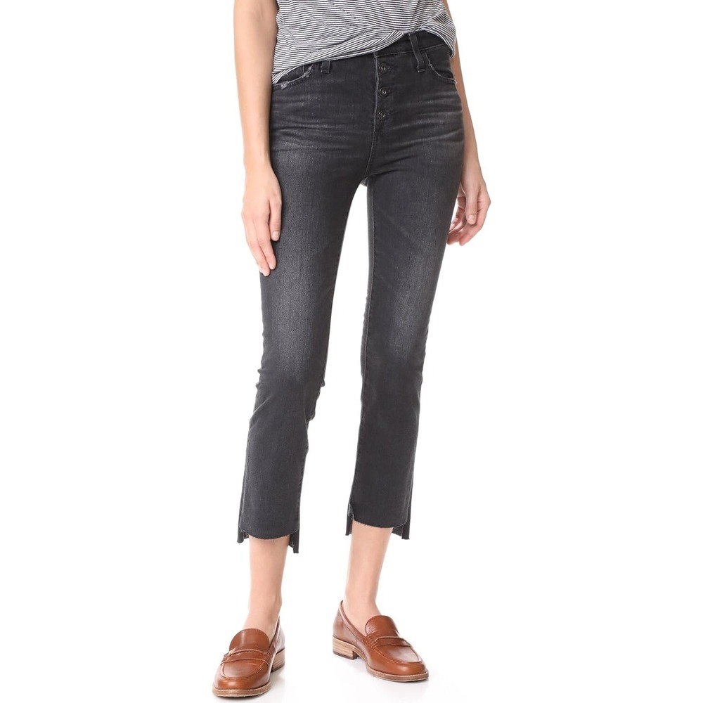 Adriano Goldschmied Jeans Black Isabelle Button-up High Rise Uneven Hem Size 27
